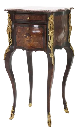 French Louis XIV Rosewood, Kingwood & Ormolu Rouge Marble Side Table 20thC