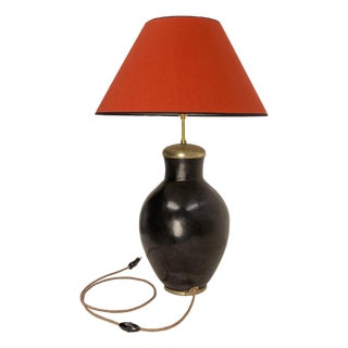 Terracotta Tadelakt Finishing Black Table Lamp, 1970 For Sale