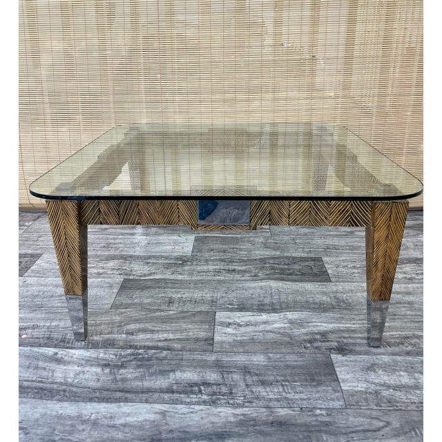 Wood Postmodern Coco Wood Glas Top Coffee Table by Robb & Stucky. Circa 1990s For Sale - Image 7 of 12