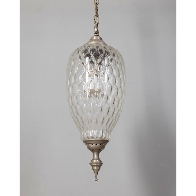 Modern Vintage Italian Pendant Lamp in Decorated Glass, 1960s For Sale - Image 3 of 9