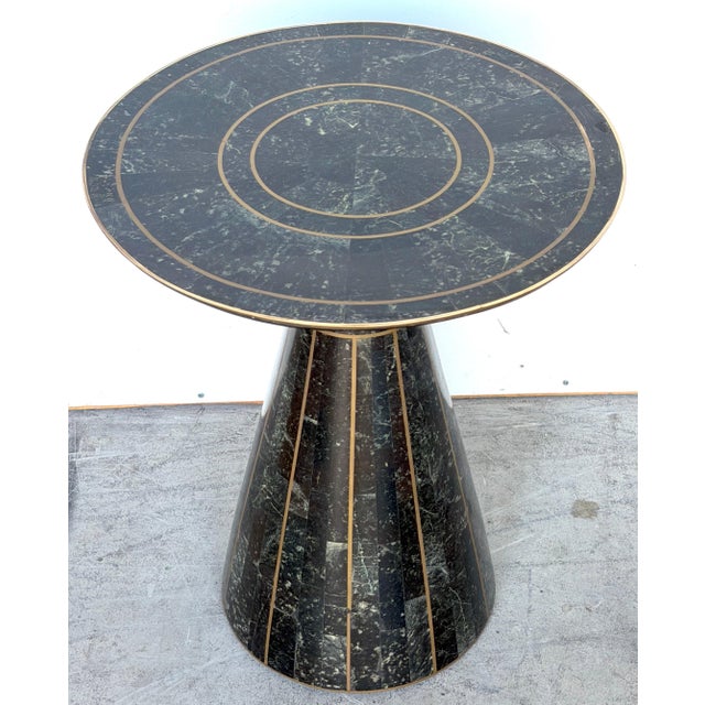 Modern Brass-Inlaid Tessellated Marble Side Table, Attributed to Maitland Smith For Sale - Image 10 of 14