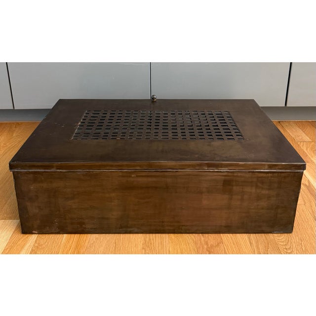 Dark Gray Large Vintage Tinplate Metal Box With Glass Dividers For Sale - Image 8 of 12