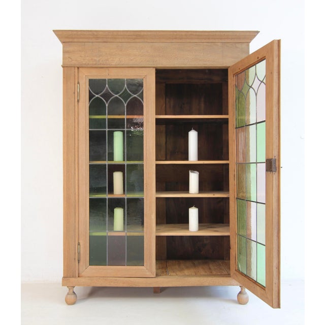 Early 20th Century Leaded Glass Display Cabinet, 1890s For Sale - Image 4 of 18