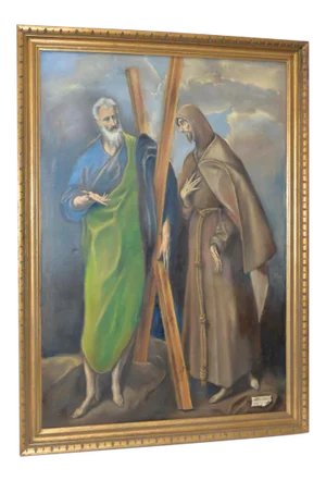 St. Francis & St. Peter Vintage Oil Painting After El Greco C.1940