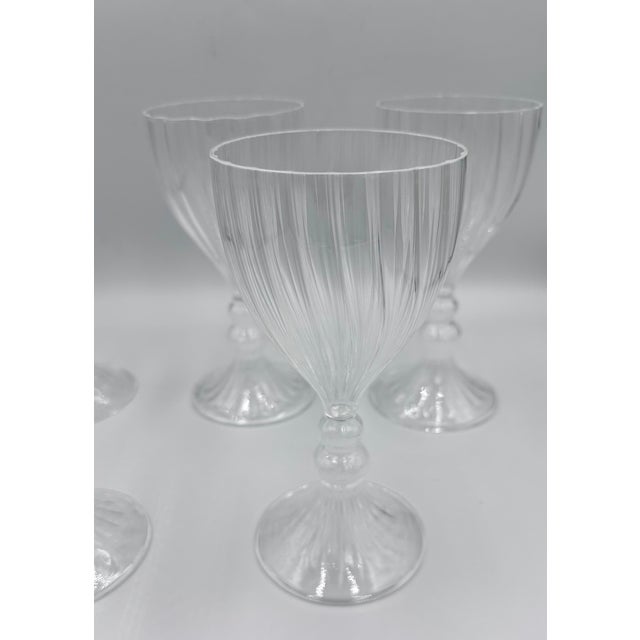 Glass Vintage Murano Venetian Hand Blown Art Glass Bubble Stem Goblets - Set of 5 For Sale - Image 7 of 11