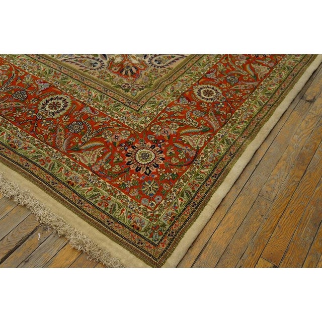 1940s Blue Navy Traditional Diamond Antique Tabriz Handknotted Wool Carpet Rug For Sale In New York - Image 6 of 6