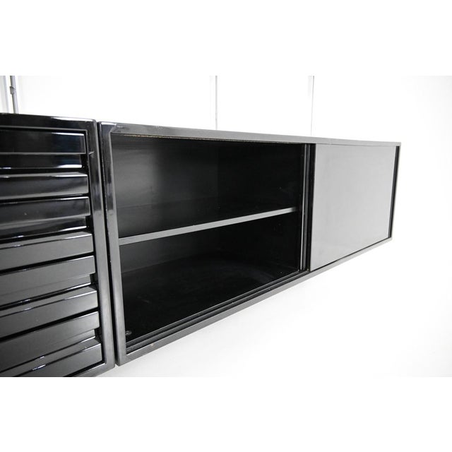Black Wall Unit E22 attributed to Osvaldo Borsani for Tecno, 1950s For Sale - Image 8 of 15