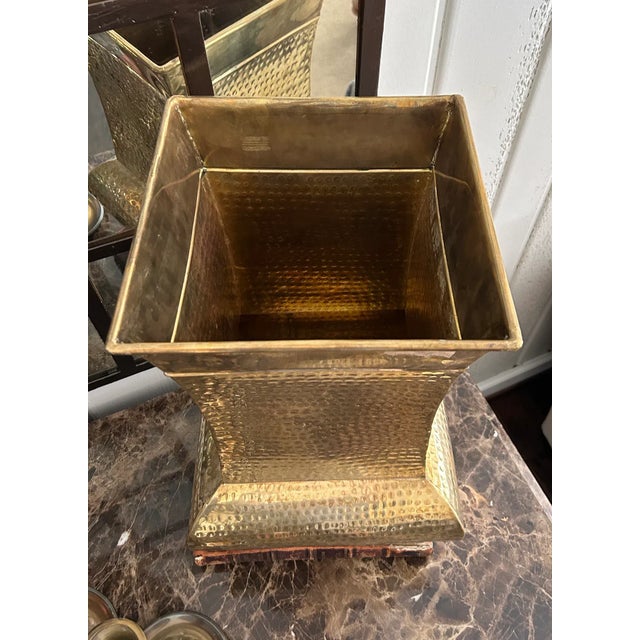 Late 20th Century Vintage Hammered Brass Umbrella Stand For Sale - Image 5 of 6