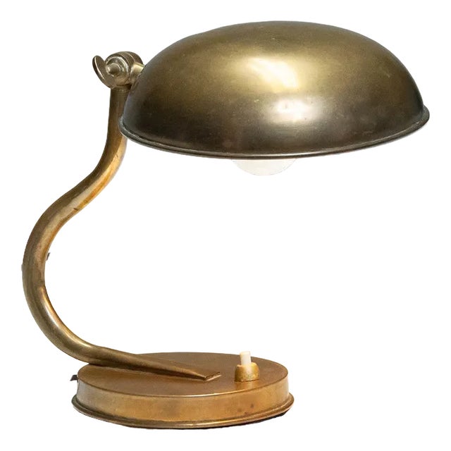 Desk Lamp with Adjustable Shade in Brass attributed to Asea, 1940s For Sale