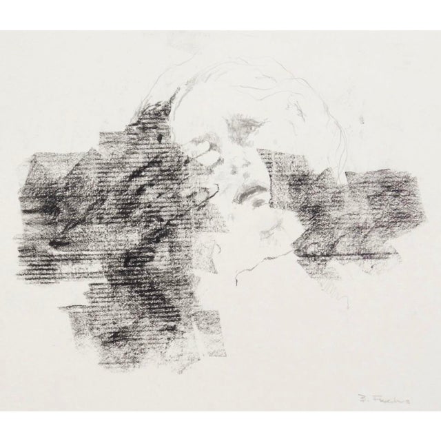 Paper Late 20th Century Female Portrait Charcoal on Paper For Sale - Image 7 of 9