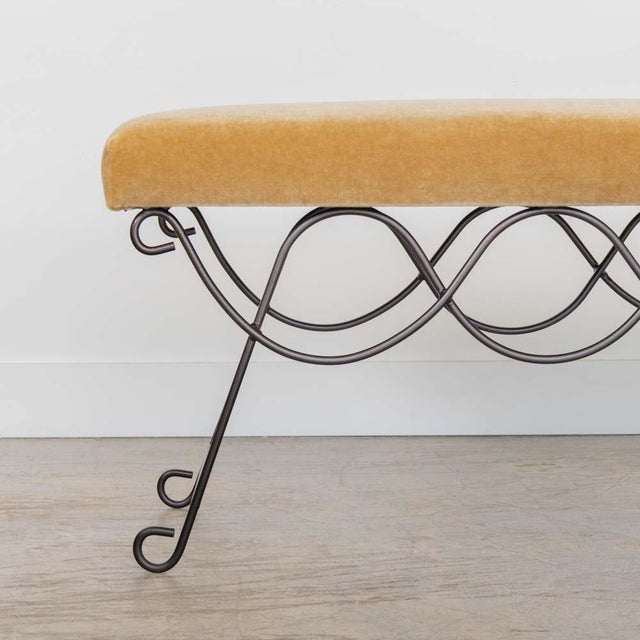 Panoplie Iron Double Loop Bench, Camel Mohair For Sale - Image 11 of 12