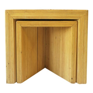 Wicker Rattan Pencil Reed End Tables Nesting Tables For Sale