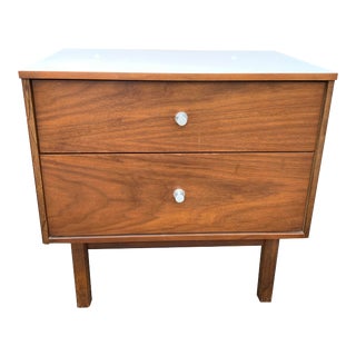 Mid Century Modern Herman Miller Style Vintage Nightstand White Top by Bassett For Sale