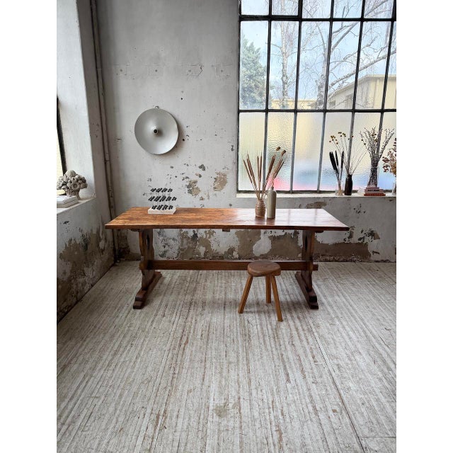 Brown Monastery-Style Pine Farmhouse Table, 1950s For Sale - Image 8 of 18