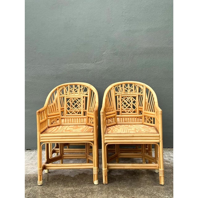 Camel Vintage Brighton Pavillion Rattan Dining Chairs - Set of 4 For Sale - Image 8 of 12