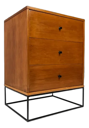 Mid-Century Modern 3-Drawer Dresser / Cabinet in Maple W/ Iron Base by Paul McCobb for Planner Group by Winchedon, Usa, C. 1950s