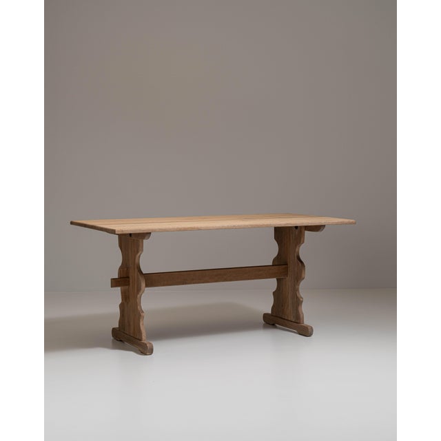 20th Century French Tan Oak Trestle Table For Sale - Image 9 of 15