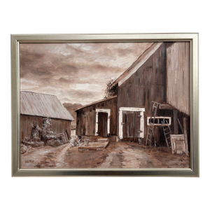 “Barn Tales” Framed Oil on Linen by Nancy M. Vignola