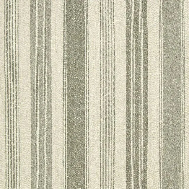 Sample - Schumacher Montauban Stripe Fabric in Dove/Haze For Sale