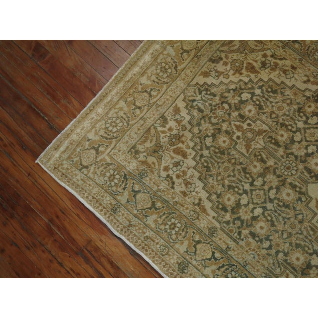 Early 20th Century Early 20th Century Green Beige Persian Tabriz Runner For Sale - Image 5 of 6