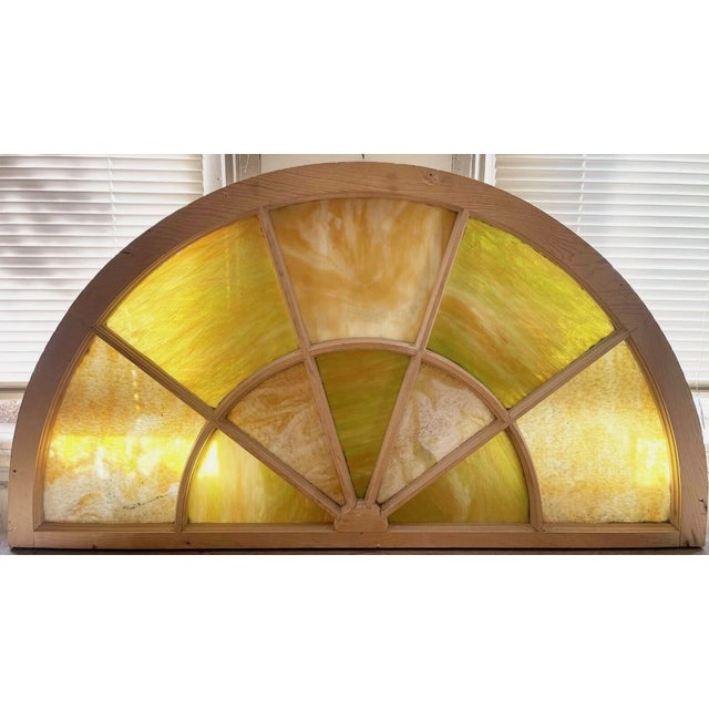 Antique 1920s Slag Glass Stained Glass Transom Window Architectural Salvage For Sale - Image 4 of 9