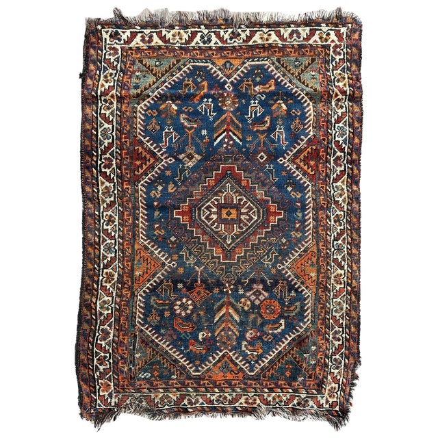 Antique Tribal Shiraz Rug, 1920s For Sale