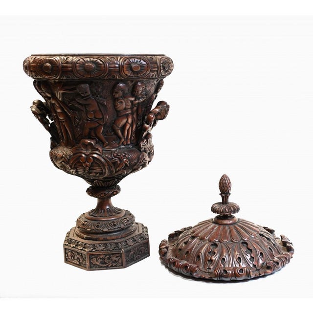 Italian Monumental Carved Urns, Set of 2 For Sale - Image 11 of 15