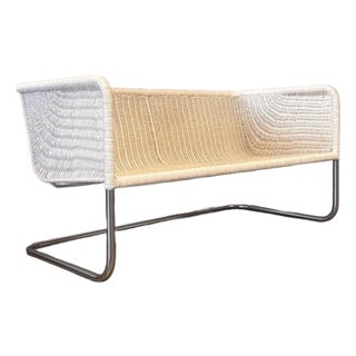 Vintage MCM Martin Visser Attributed Rattan & Chrome Couch For Sale