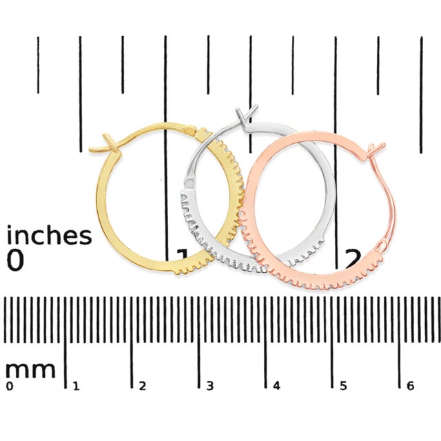 14K Tri-Toned Gold 1/3 Cttw Diamond Triple Hoop Earrings (I-J Color, I2-I3 Clarity) - 22 MM For Sale In New York - Image 6 of 6