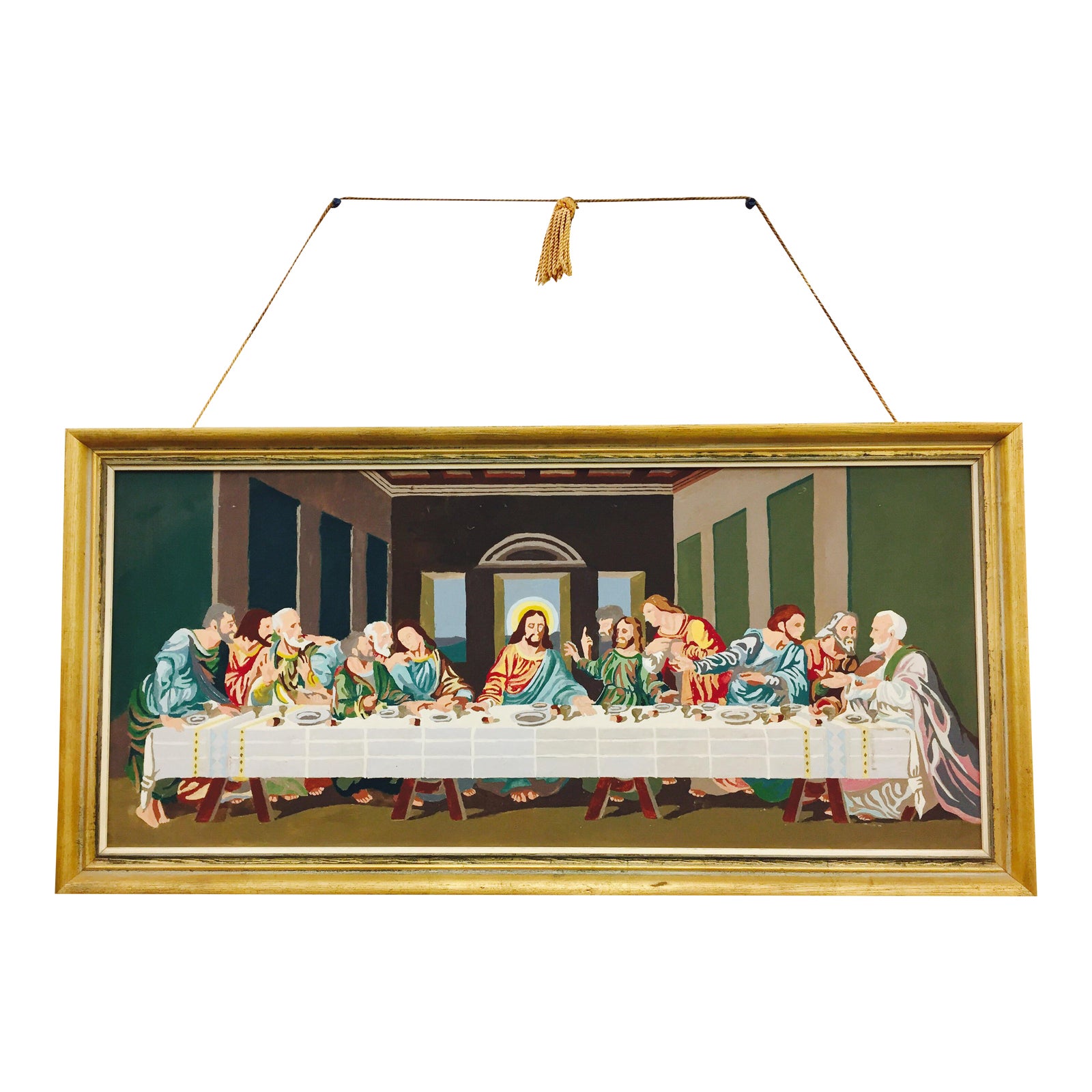 Vintage Framed Last Supper Paint by Numbers Painting Chairish