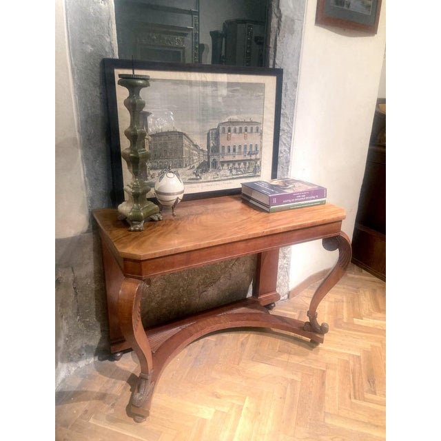 Wood Art Nouveau Italian Wooden Console Table For Sale - Image 7 of 14