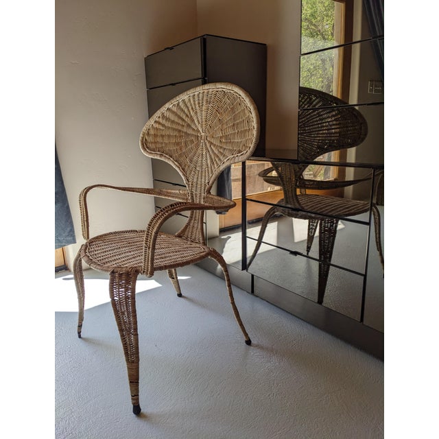1960s Tropi-Cal Attributed to Danny Ho Fong Garden Patio Wicker Chair For Sale In Santa Fe - Image 6 of 7
