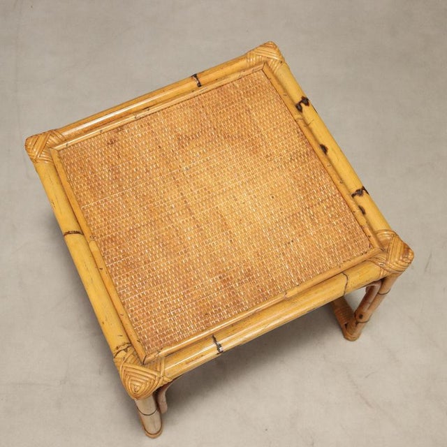 Wood Wicker and Bamboo Side Tables, 1970s, Set of 2 For Sale - Image 7 of 9
