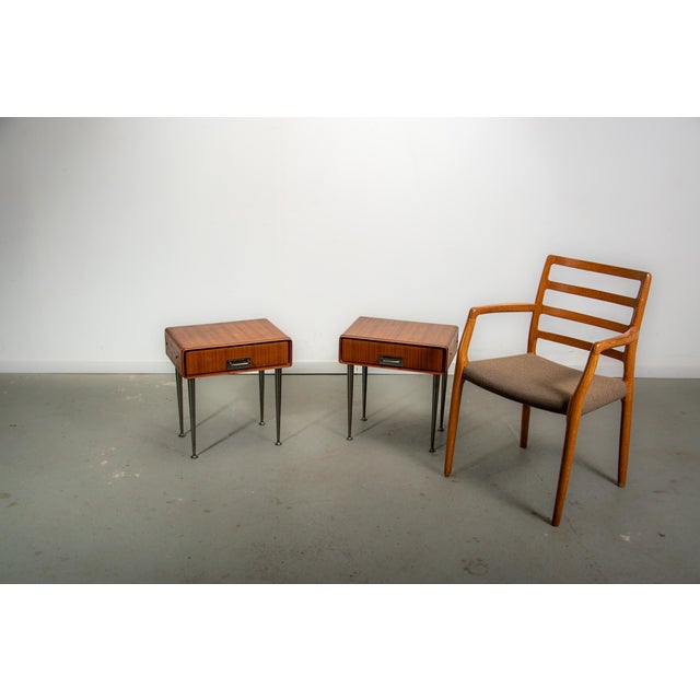 Italian Nightstands in Teak with Brass Details. 1970s, Set of 2 For Sale - Image 3 of 12