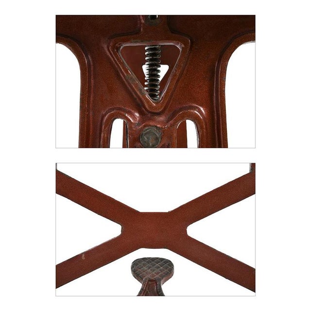 Stone Red Industrial Table with Marble Top For Sale - Image 7 of 8