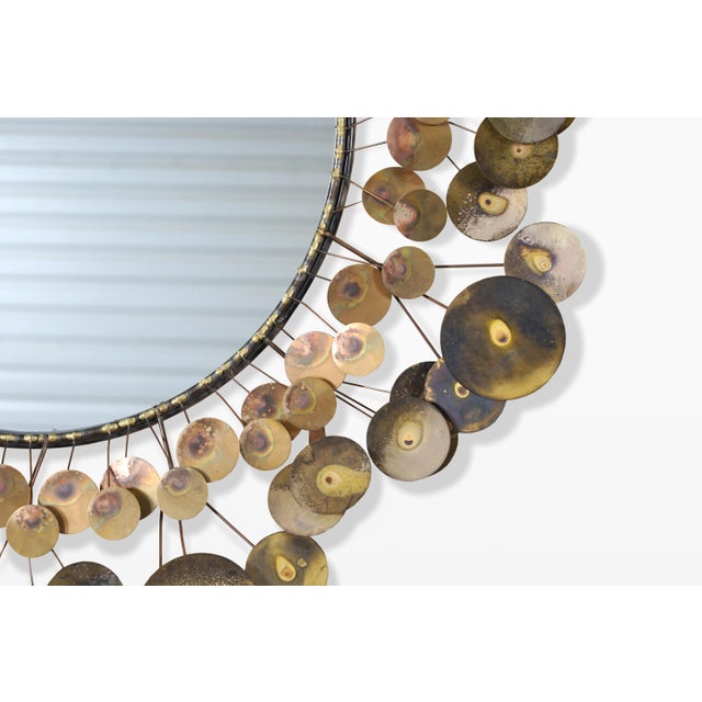 1970s Vintage Brass “Raindrops” Wall Mirror by Curtis Jere, Signed For Sale - Image 5 of 12