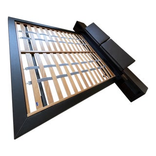 Poliform Platform Bed Frame With Adjustable Leather Head Board For Sale
