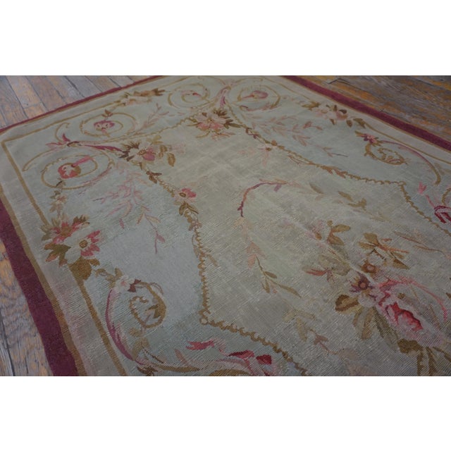 1880s Ivory Floral Medallion Antique French Aubusson Rug 3' X 6'6" Flatweave Wool Carpet For Sale - Image 11 of 15