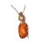 This pendant necklace is crafted in 14K gold and features an oversized natural amber , triangle cut lemon quartz , citrine...