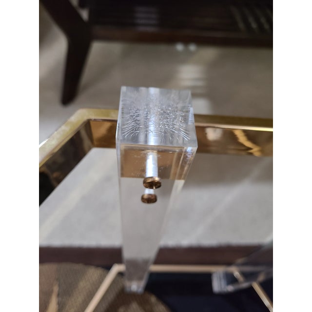 Mid 20th Century Vintage Charles Hollis Jones Style Brass and Lucite End Table For Sale - Image 5 of 9