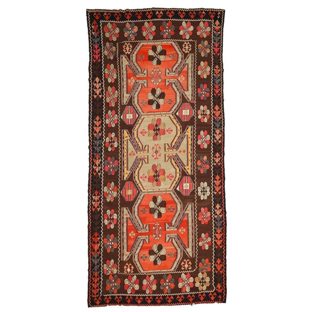 Textile Mid 20th Century Vintage Decorative Large Turkish Kilim Rug For Sale - Image 7 of 7