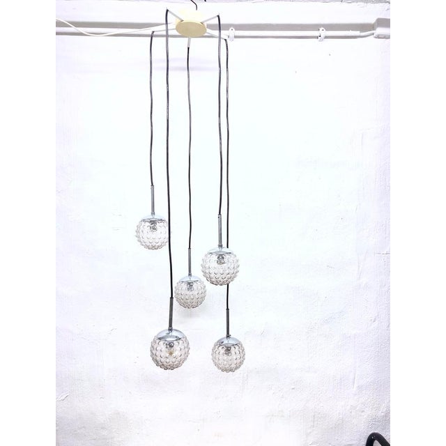 1970s Space Age Cascade Pendant Light in Glass and Chrome by Rolf Krüger for Staff, 1960s For Sale - Image 5 of 15