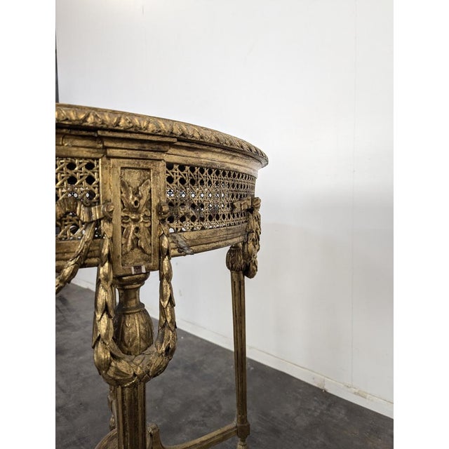 Brown Louis XVI Giltwood and Cane Coffee Table For Sale - Image 8 of 10