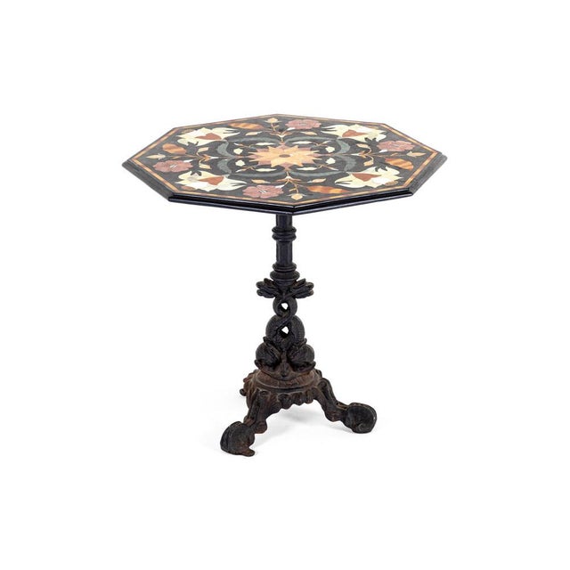 Italian Table with Pietra Dura Black Marble Top For Sale - Image 14 of 14
