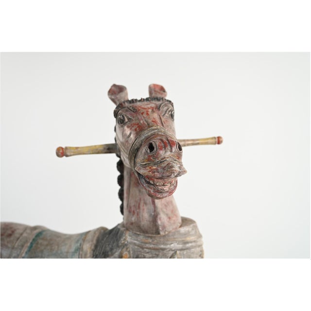 Antique Carved and Painted Wooden Rocking Horse For Sale - Image 9 of 16