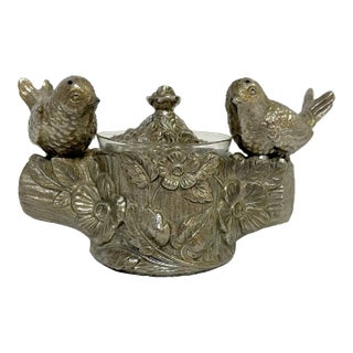 Vintage Silverplate 'Lovebirds' Salt Cellar With Salt and Pepper Shakers For Sale