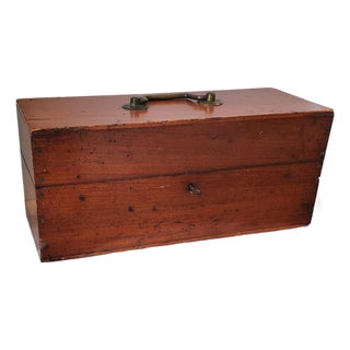 19th Century English Mahogany Document Box With Brass Top Handle For Sale
