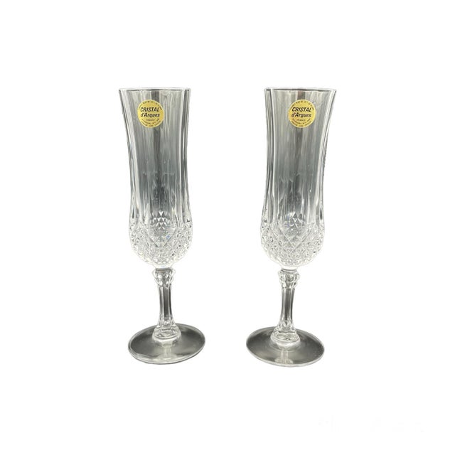 2000s Cristal d'Arques Champagne Flute Cup Longchamp Crystal Toasting