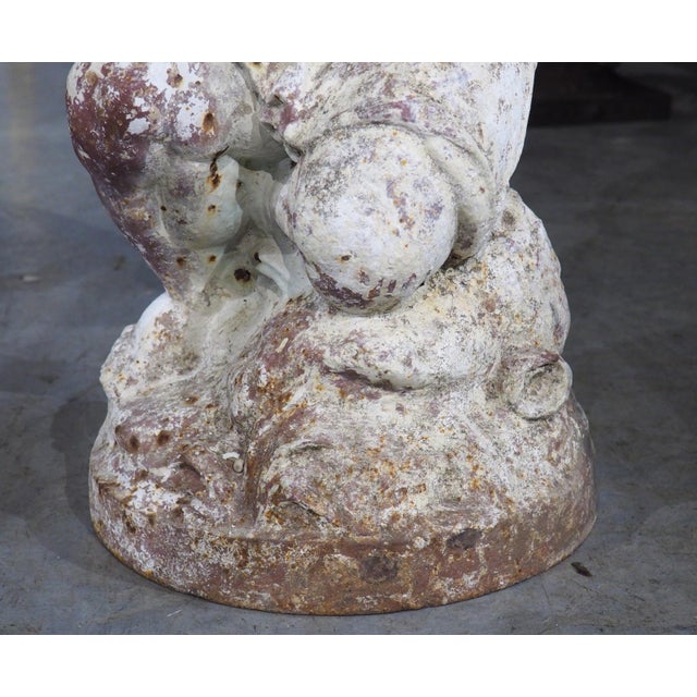 19th Century A French 19th Century Painted Cast Iron Fountain Figure, ‘Enfant Au Canard’ For Sale - Image 5 of 18