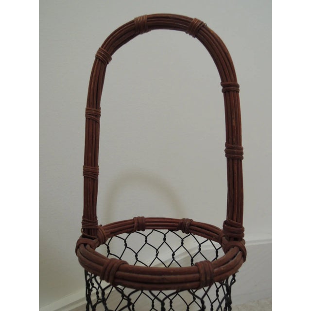Mid-Century Modern Vintage 1970s Wine Bottle Basket Caddy Holder For Sale - Image 3 of 9